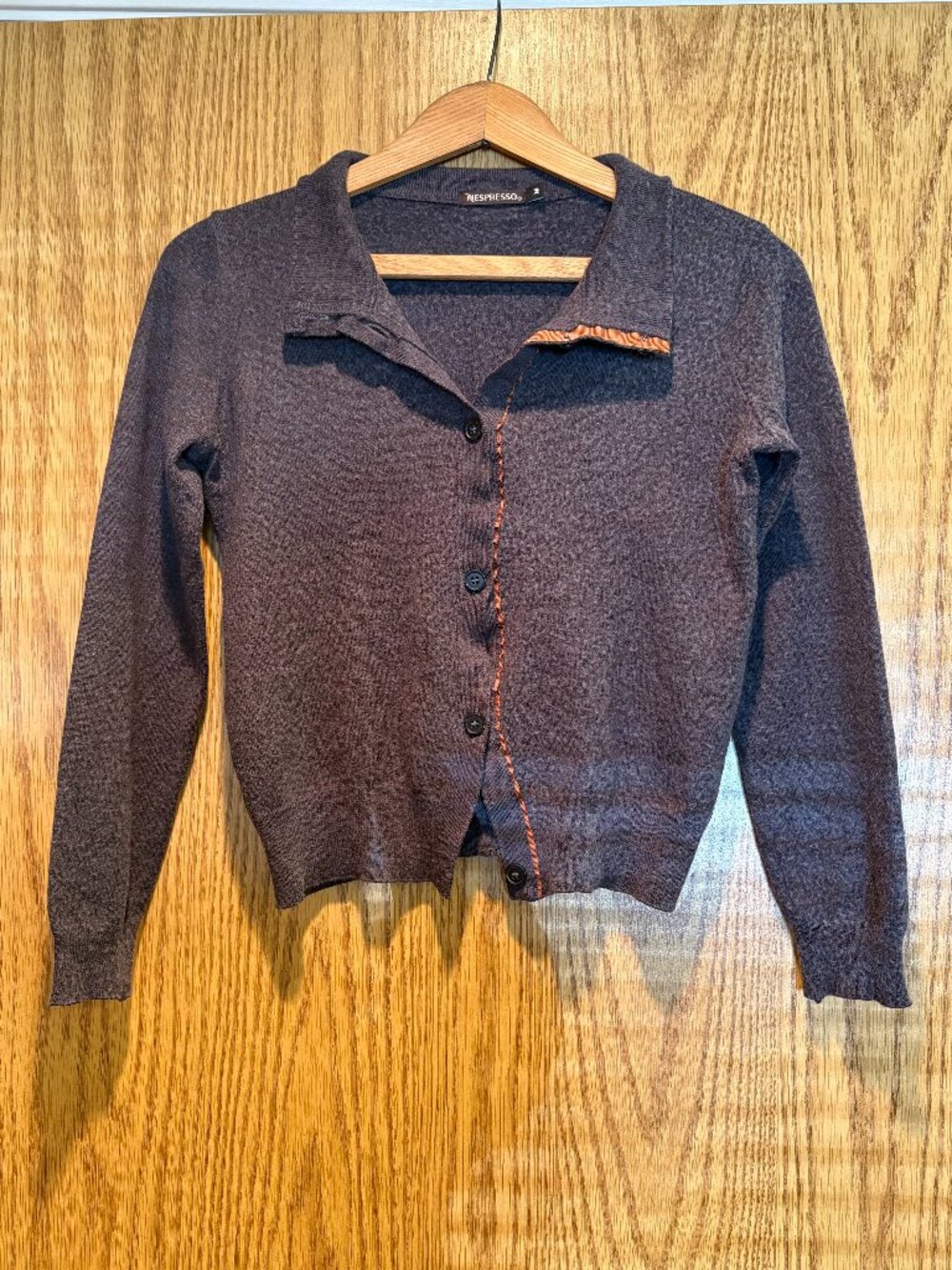 Nespresso Wool Blend Cardigan Minimalist Button Front Sweater EUC Size M